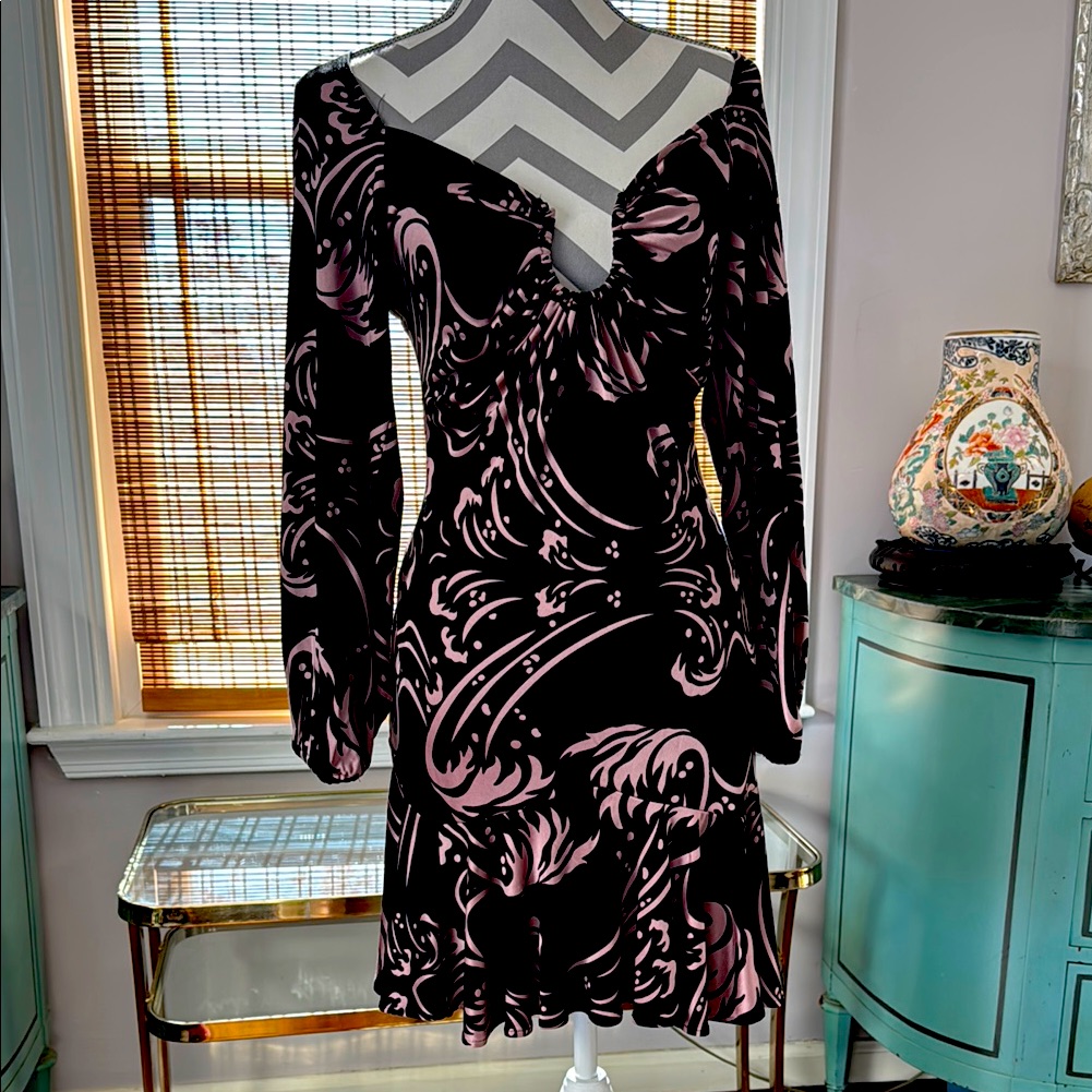 Mara Hoffman, Silk Black And Pink Patterned Dress